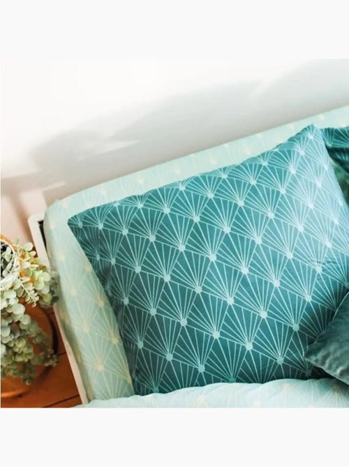 Drap housse - cote deco - azsy - microfibre - 140x190 cm - imprimé géométrique bleu - Kiabi Drap housse - cote deco - azsy - microfibre - 140x190 cm - imprimé géométrique bleu - Kiabi