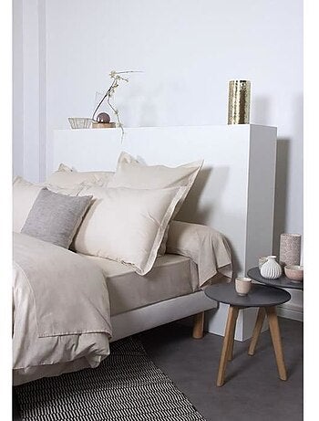 Drap housse - cote deco - uni - 160x200 cm - 100% coton - bonnet 25 cm