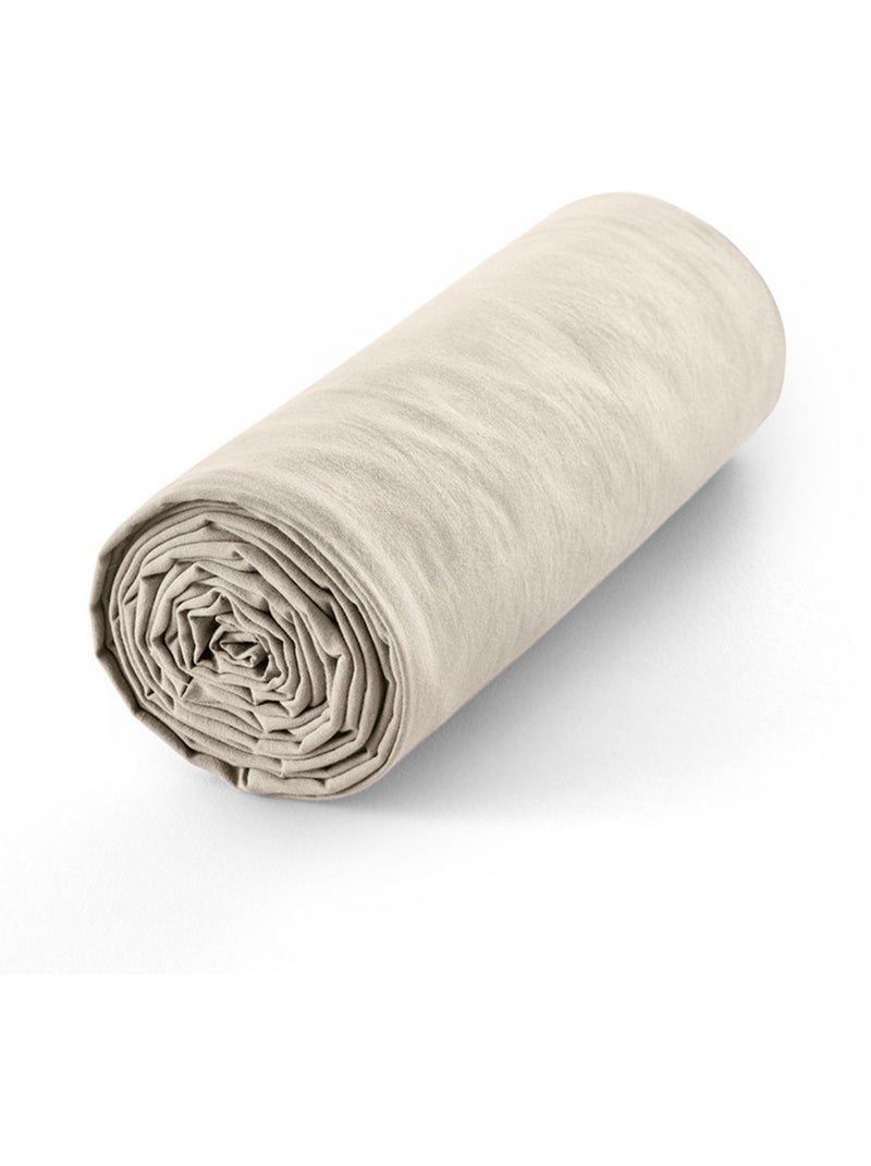 Drap housse - Coton Pur - 100 % Coton 57 Fils/cm² Beige sable - Kiabi