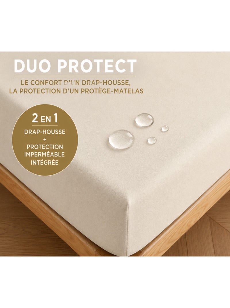 Drap housse - coton pur - 100 % coton 57 fils/cm² Beige sable - Kiabi