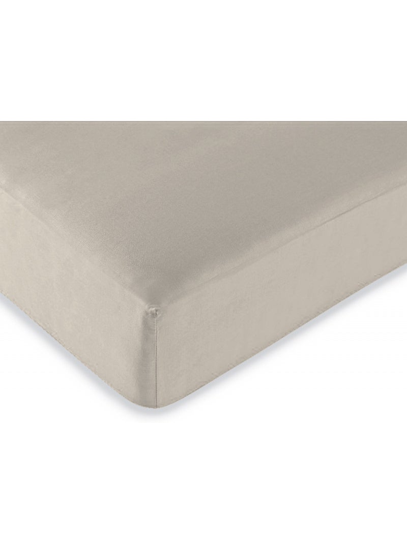 Drap housse - coton pur - 100 % coton 57 fils/cm² Beige sable - Kiabi