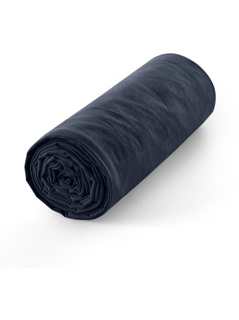 Drap housse - Coton Pur - 100 % Coton 57 Fils/cm² Bleu nuit - Kiabi