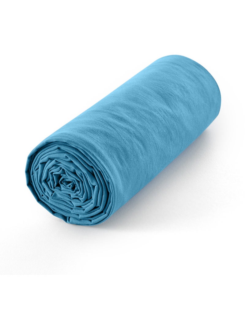 Drap housse - Coton Pur - 100 % Coton 57 Fils/cm² Bleu turquoise - Kiabi