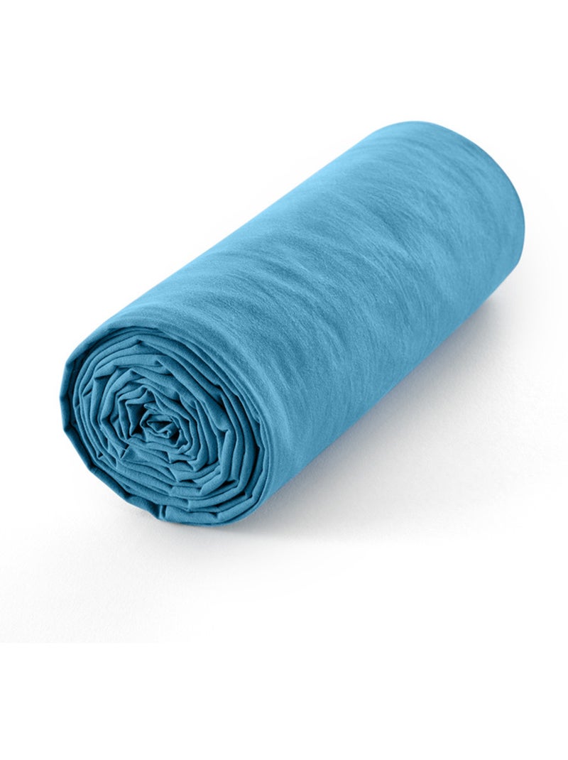 Drap housse - coton pur - 100 % coton 57 fils/cm² Bleu turquoise - Kiabi