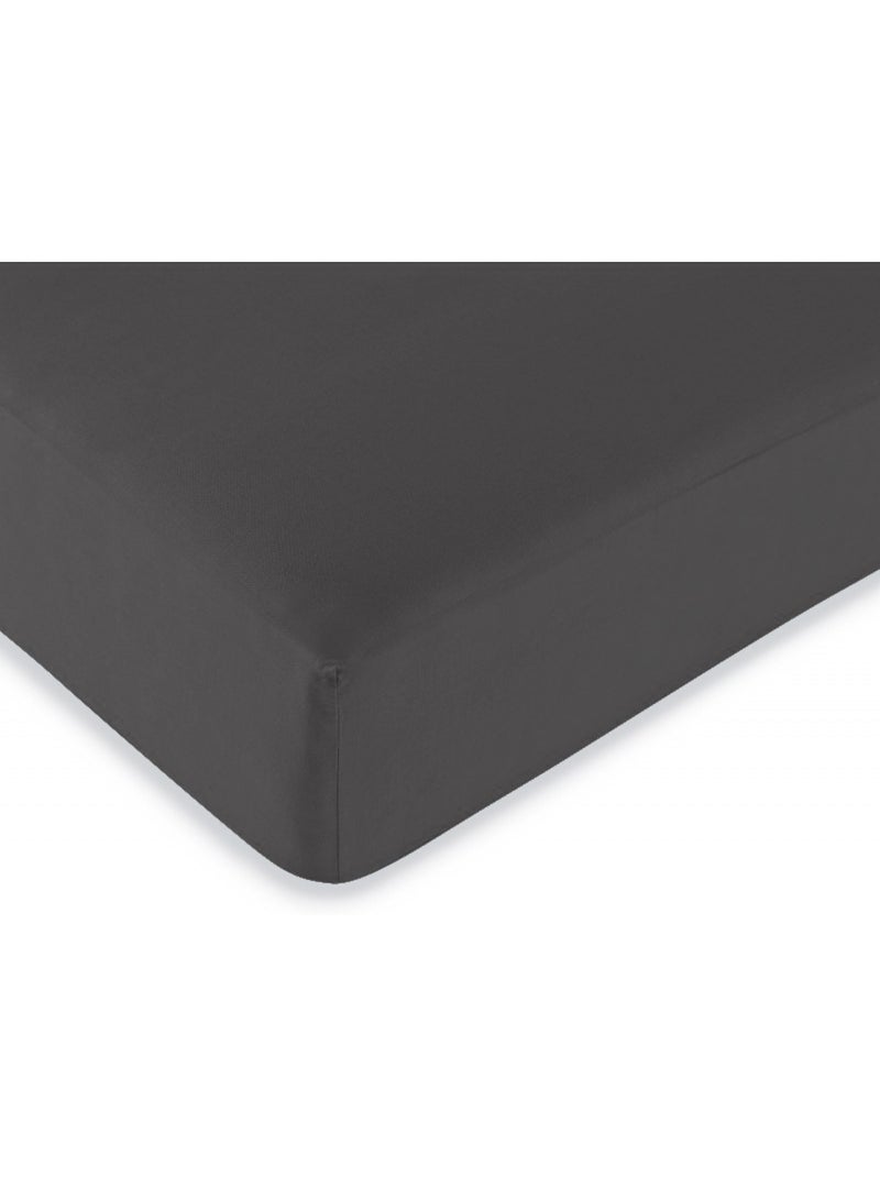 Drap housse - coton pur - 100 % coton 57 fils/cm² Gris - Kiabi