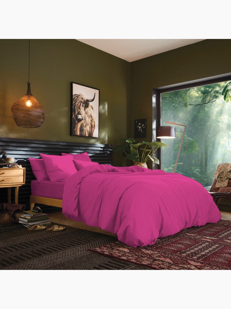 Drap housse - Coton Pur - 100 % Coton 57 Fils/cm² Magenta - Kiabi