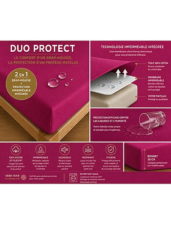 Drap housse - coton pur - 100 % coton 57 fils/cm²