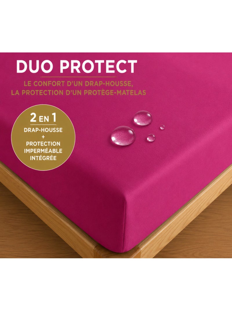 Drap housse - coton pur - 100 % coton 57 fils/cm² Magenta - Kiabi
