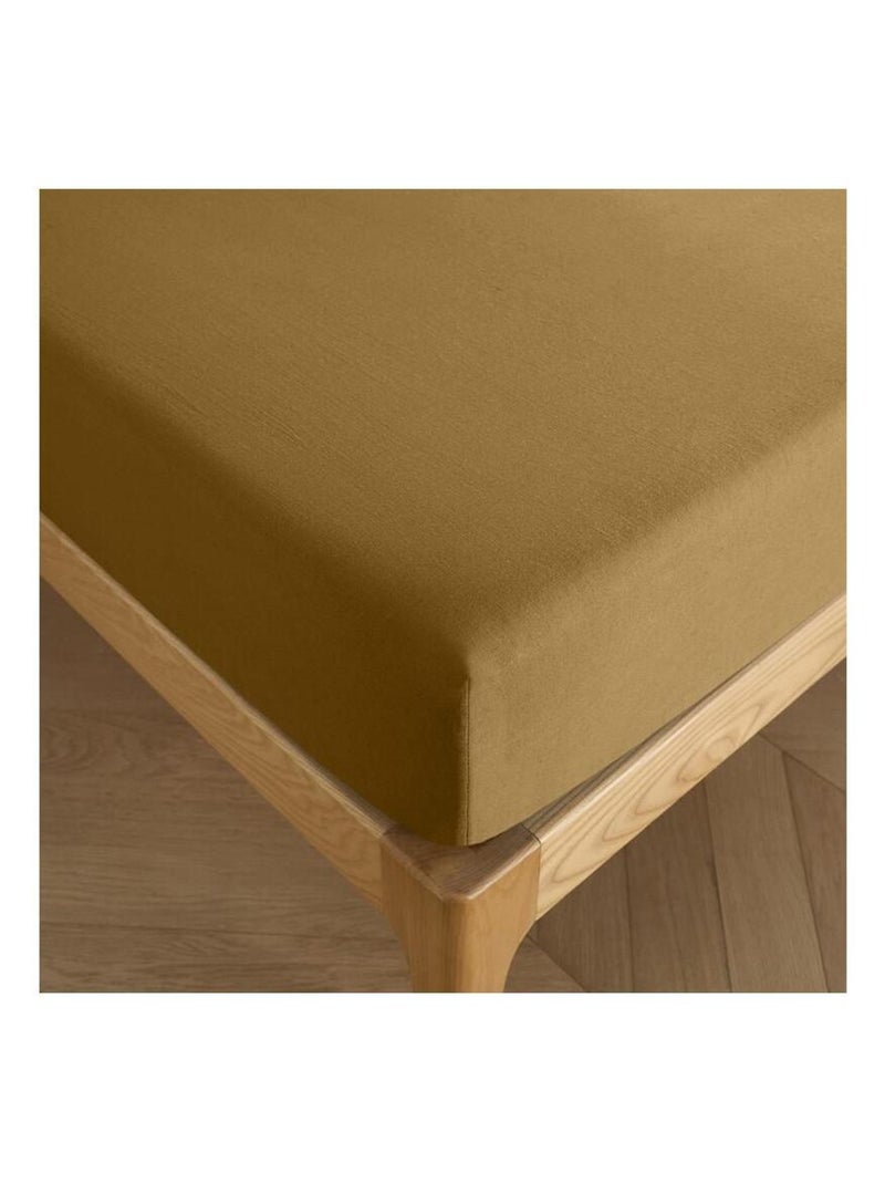 Drap housse - Coton Pur - 100 % Coton 57 Fils/cm² Marron caramel - Kiabi