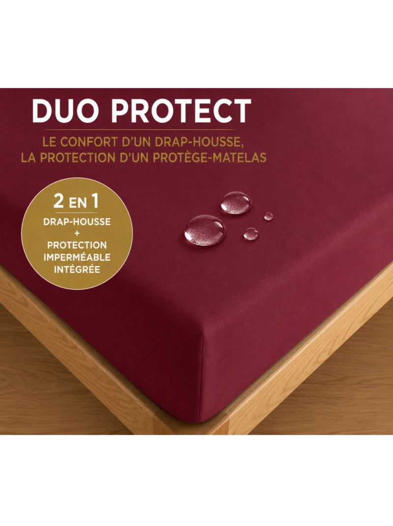 Drap housse - coton pur - 100 % coton 57 fils/cm² Rouge grenat - Kiabi