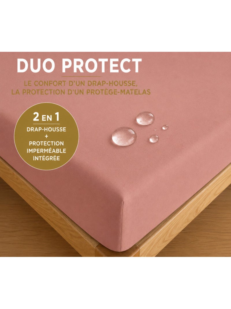 Drap housse - coton pur - 100 % coton 57 fils/cm² Vieux rose - Kiabi
