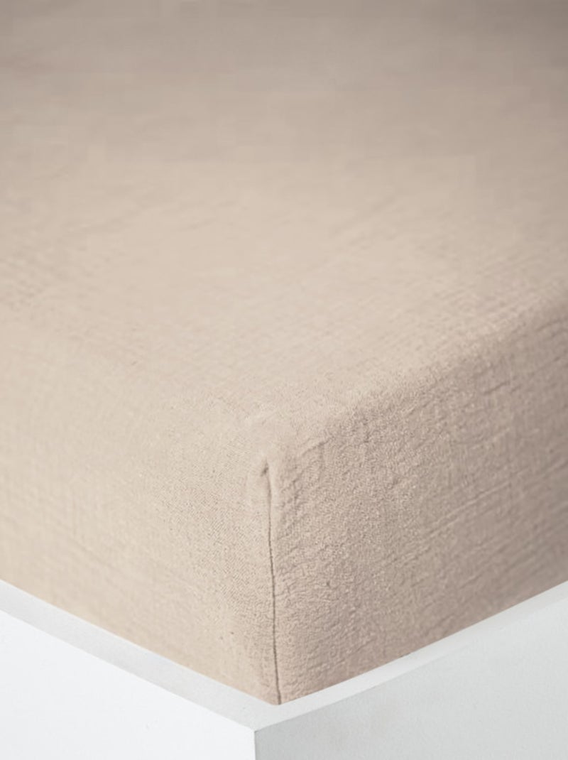 Drap housse - Coton Pur - 100% gaze de coton 125 gr/m² Beige coquille - Kiabi