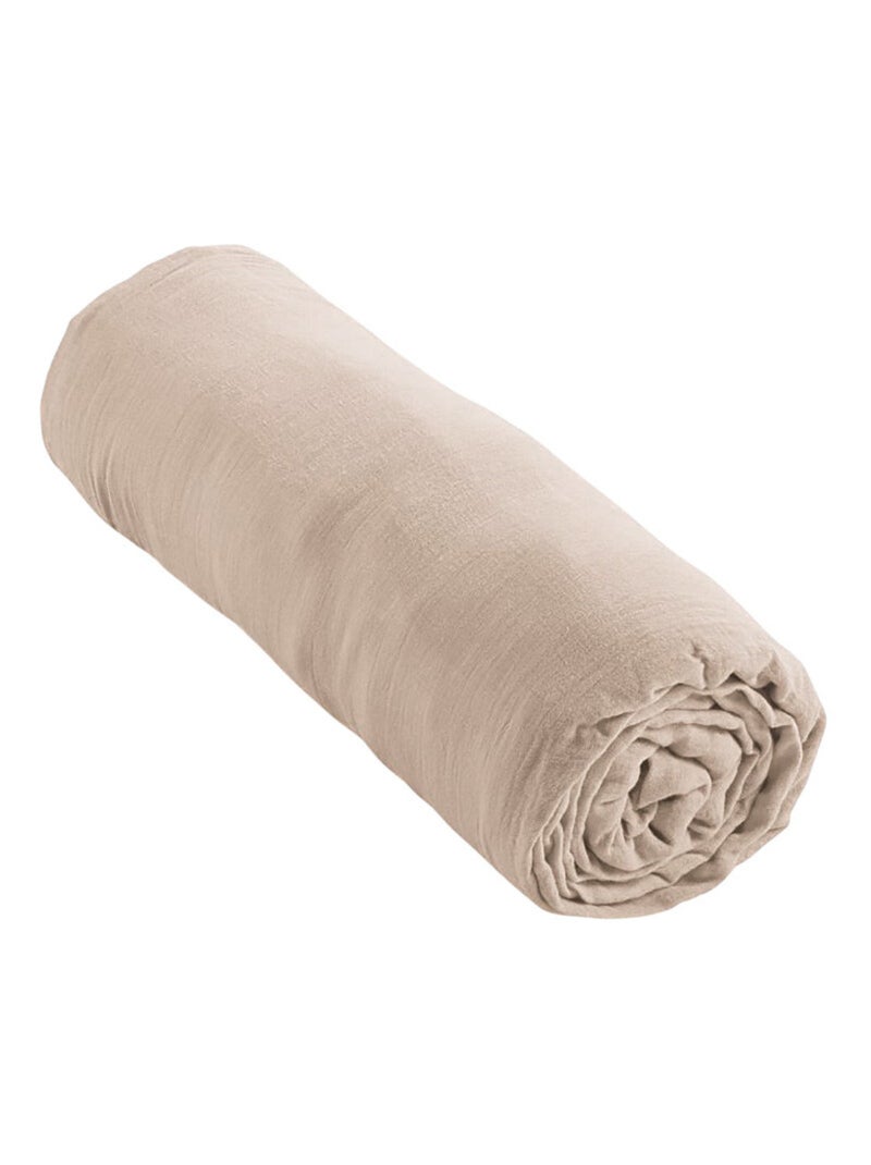 Drap housse - Coton Pur - 100% gaze de coton 125 gr/m² Beige coquille - Kiabi