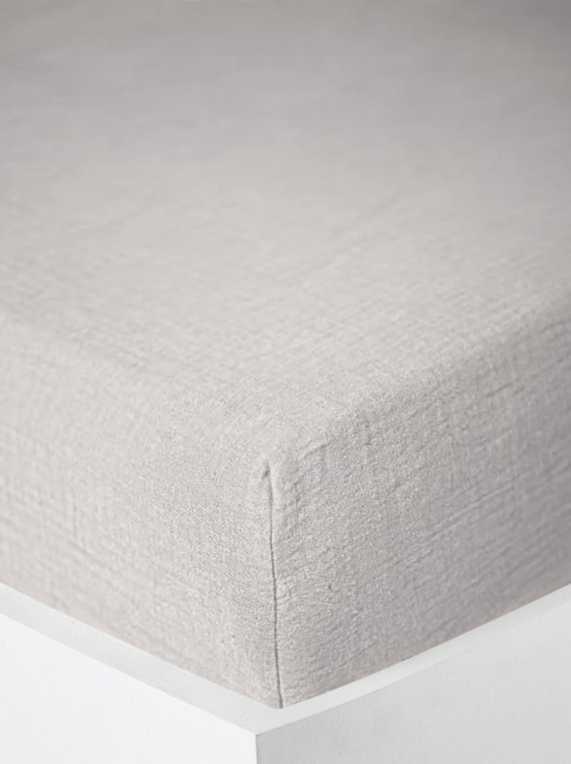 Drap housse - Coton Pur - 100% gaze de coton 125 gr/m² Gris perle - Kiabi