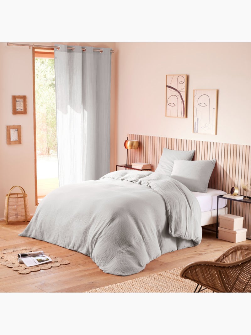 Drap housse - Coton Pur - 100% gaze de coton 125 gr/m² Gris perle - Kiabi
