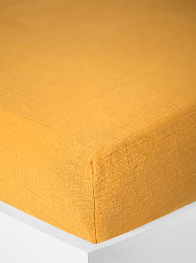 Drap housse - Coton Pur - 100% gaze de coton 125 gr/m² Orange clémentine - Kiabi
