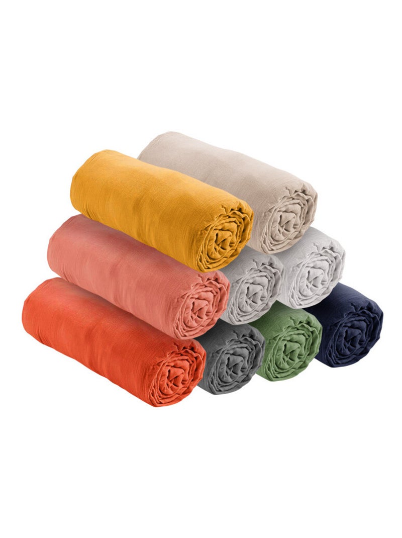 Drap housse - Coton Pur - 100% gaze de coton 125 gr/m² Orange clémentine - Kiabi