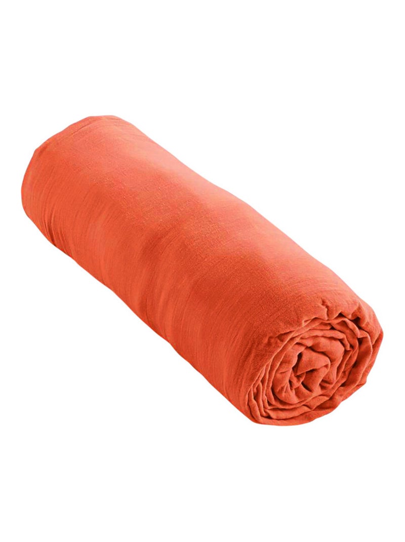 Drap housse - Coton Pur - 100% gaze de coton 125 gr/m² Terracotta - Kiabi