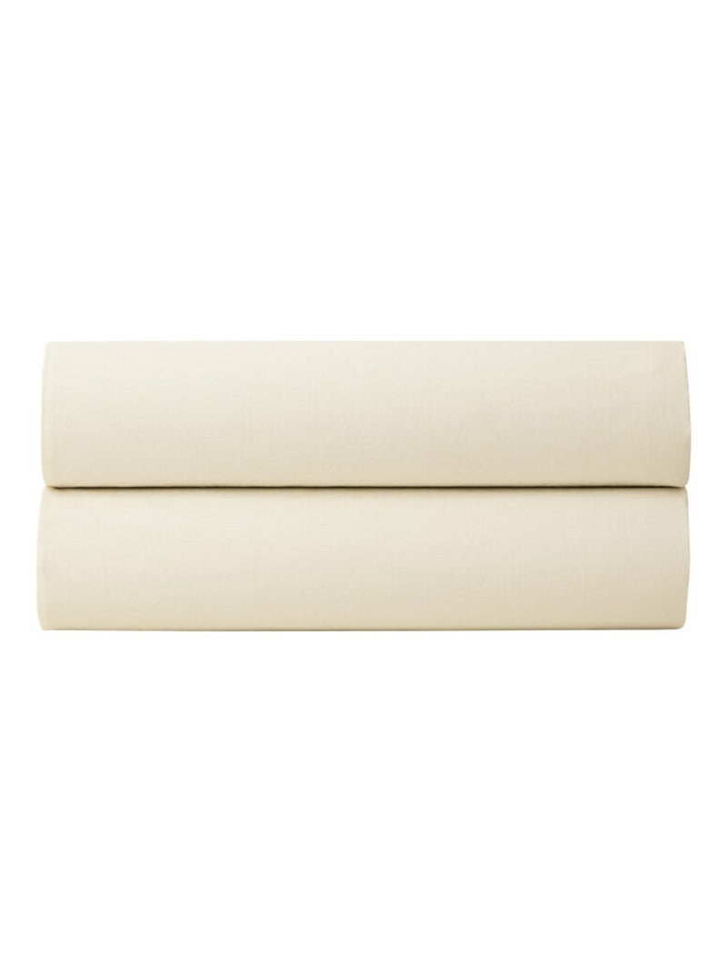 Drap housse - Coton Pur - 100% Percale de coton peigné Ivoire - Kiabi