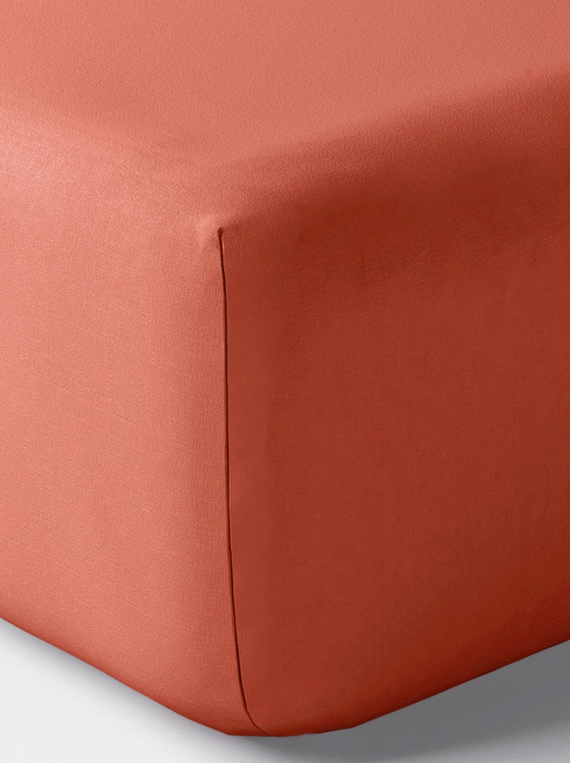 Drap housse - Coton Pur - 100% Percale de coton peigné Terracotta - Kiabi