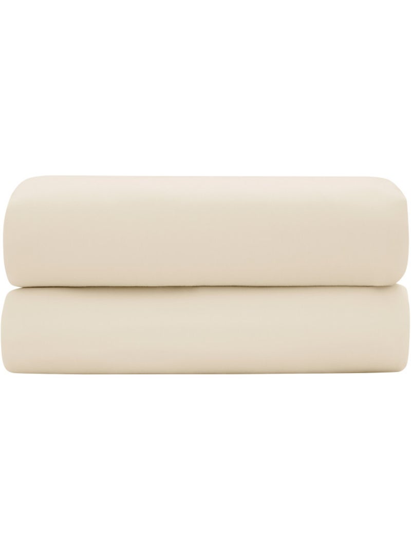 Drap housse - Coton Pur - 100% Satin de coton Peigné" / 120 fils/cm² Crème - Kiabi