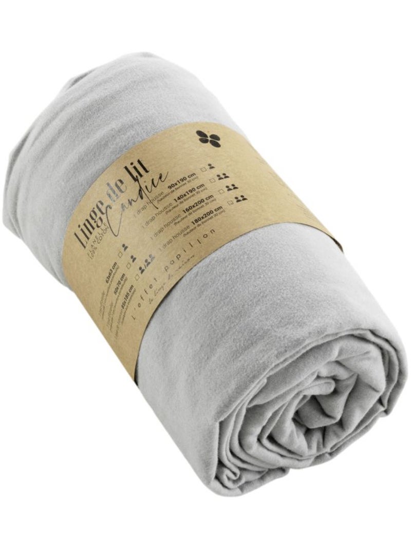 Drap housse - L'effet papillon - 100% Coton Gris clair - Kiabi