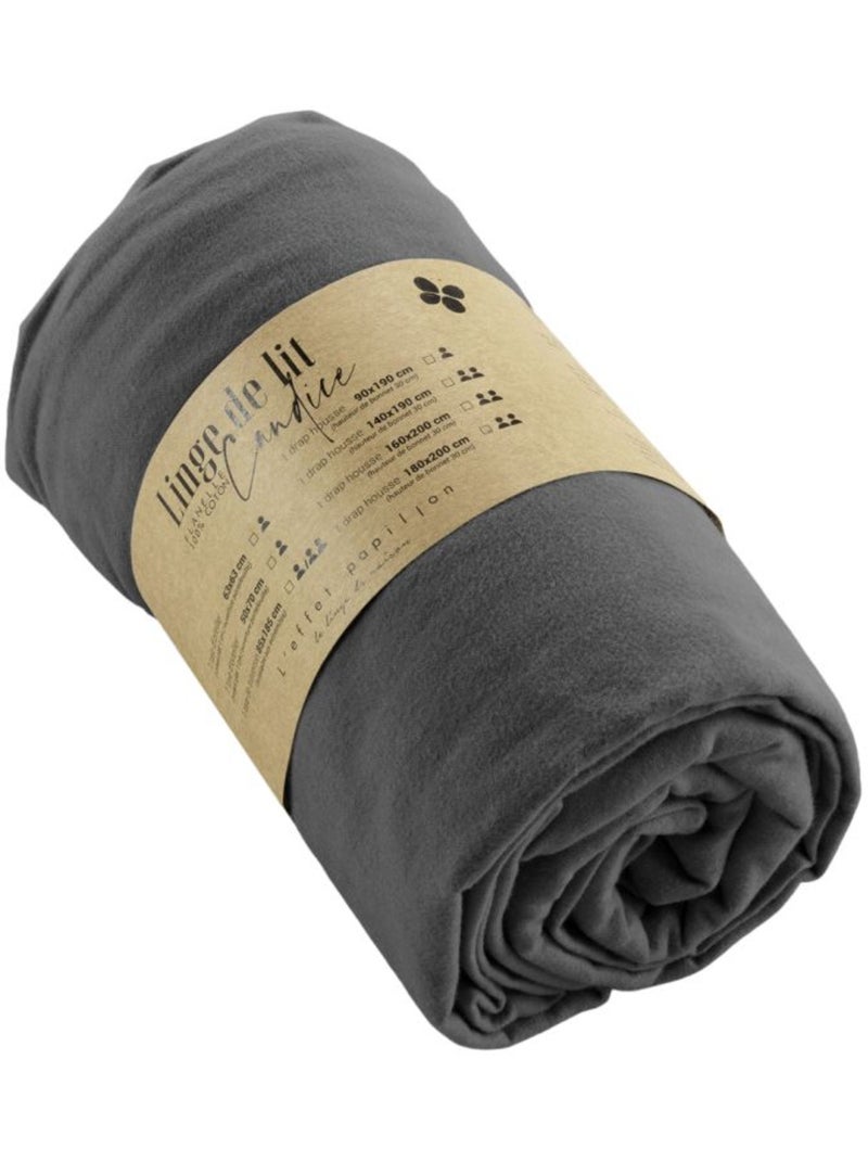 Drap housse - L'effet papillon - 100% Coton Gris foncé - Kiabi