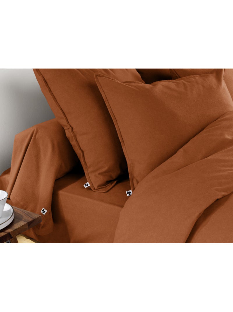 Drap housse - L'effet papillon - 100% Coton Terracotta - Kiabi