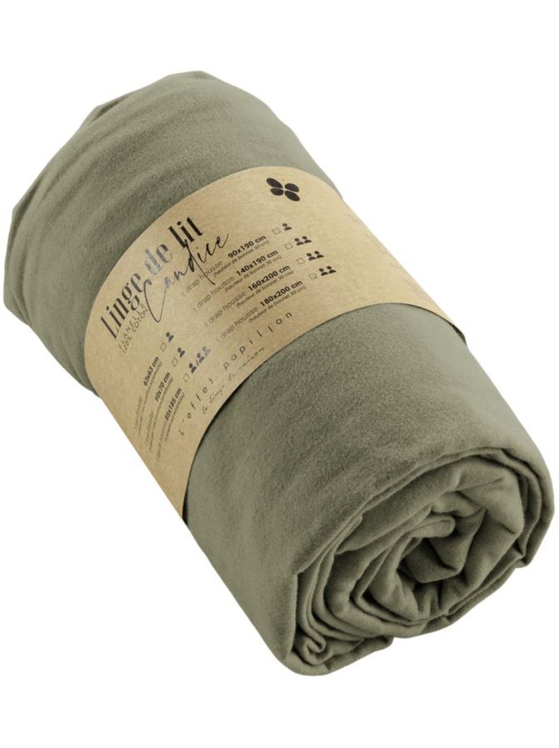 Drap housse - L'effet papillon - 100% Coton Vert - Kiabi
