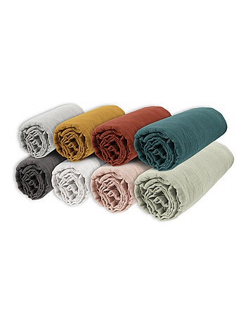 Drap housse - L'effet papillon - 100% gaze de coton 125 gr/m²