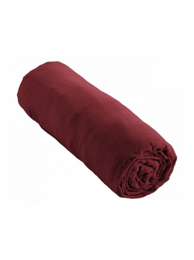 Drap housse - L'effet papillon - 100% gaze de coton 125 gr/m² Noir Bordeaux - Kiabi
