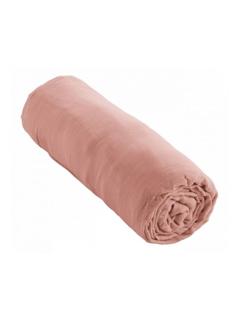 Drap housse - L'effet papillon - 100% gaze de coton 125 gr/m² Peche - Kiabi