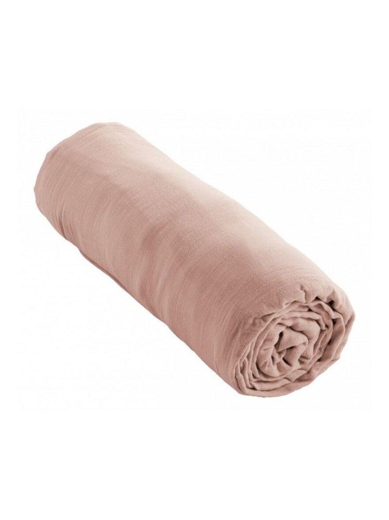 Drap housse - L'effet papillon - 100% gaze de coton 125 gr/m² Rose clair - Kiabi