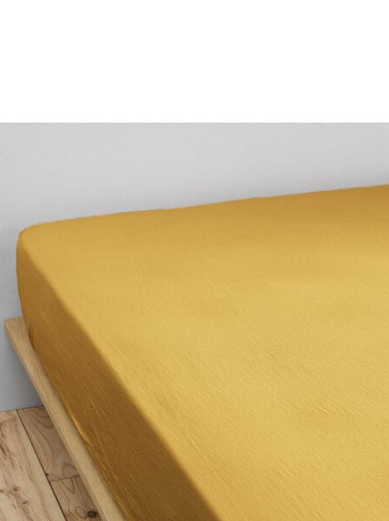 Drap housse - L'effet papillon - 100% gaze de coton 125 gr/m² Safran - Kiabi