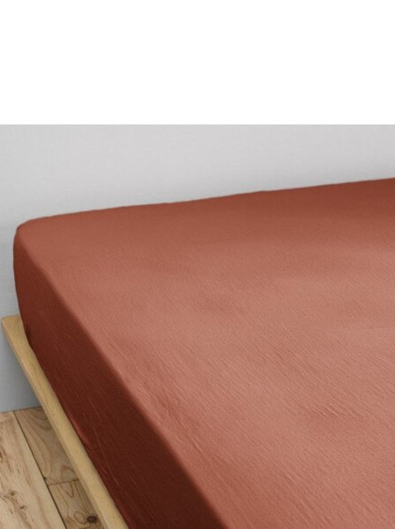 Drap housse - L'effet papillon - 100% gaze de coton 125 gr/m² Terracotta - Kiabi