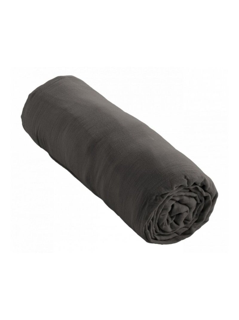 Drap housse - L'effet papillon - 100% gaze de coton 125 gr/m² Vert sapin - Kiabi
