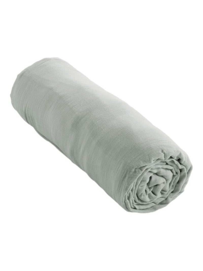 Drap housse - L'effet papillon - 100% gaze de coton 125 gr/m² Vert tilleul - Kiabi