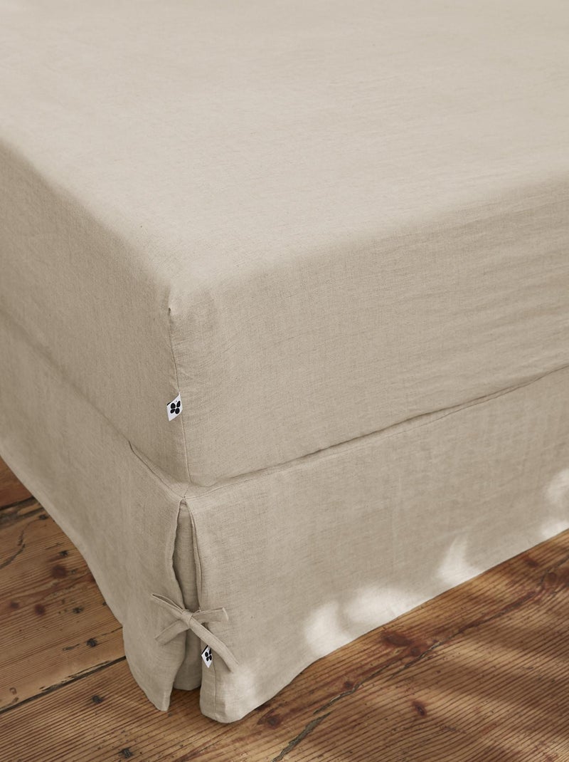 Drap housse - L'effet papillon - 100% Lin lavé Beige - Kiabi