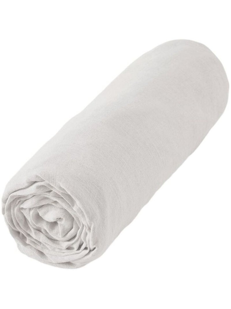 Drap housse - L'effet papillon - 100% Lin lavé Beige grès - Kiabi