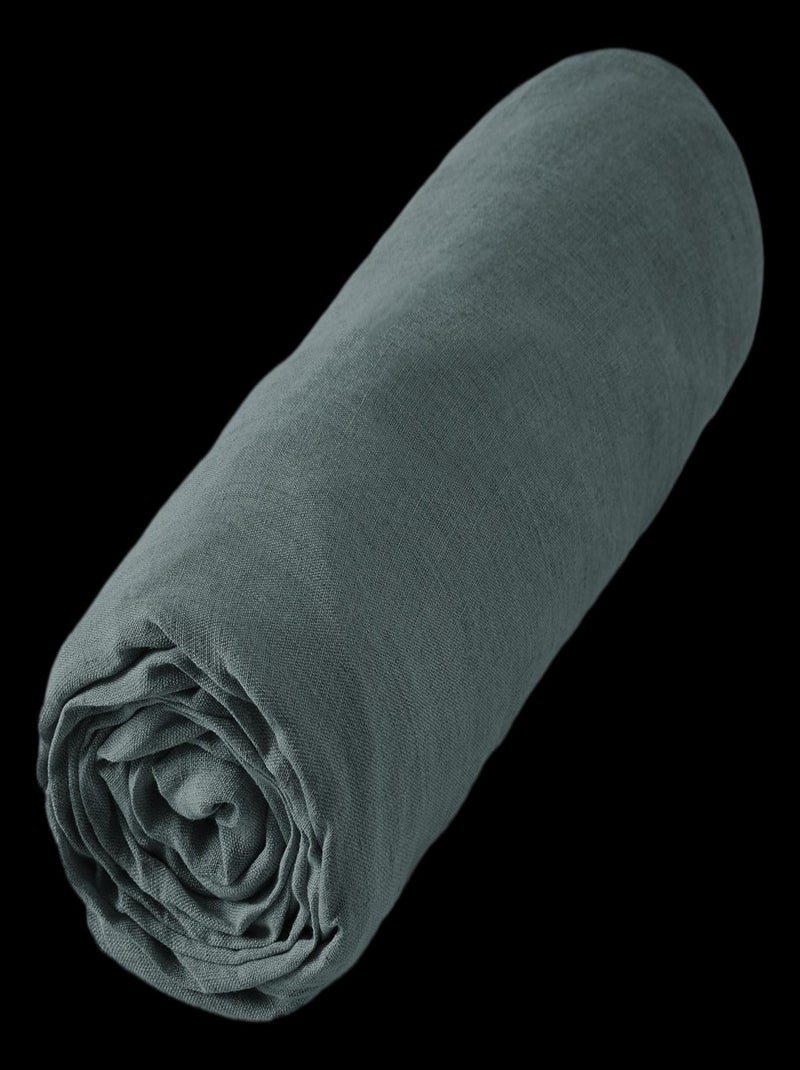 Drap housse - L'effet papillon - 100% Lin lavé Gris - Kiabi