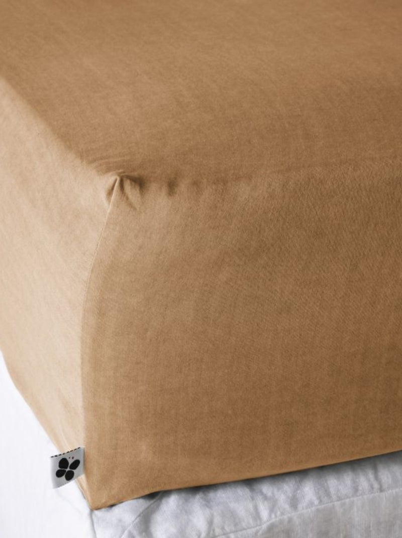 Drap housse - L'effet papillon - 100% Lyocell (Tencel lavé ) Camel - Kiabi