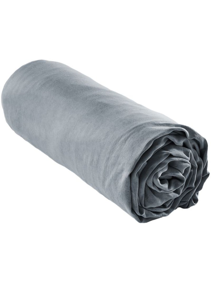 Drap housse - L'effet papillon - 100% Lyocell (Tencel lavé ) Gris foncé - Kiabi