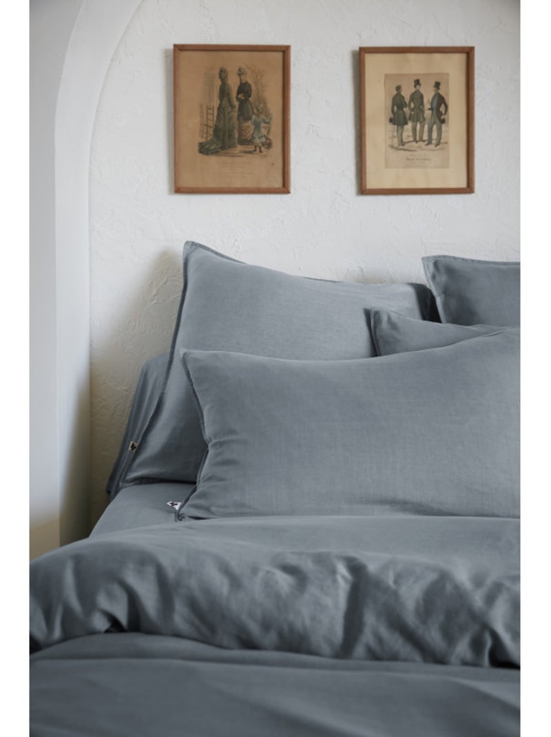 Drap housse - L'effet papillon - 100% Lyocell (Tencel lavé ) Gris foncé - Kiabi