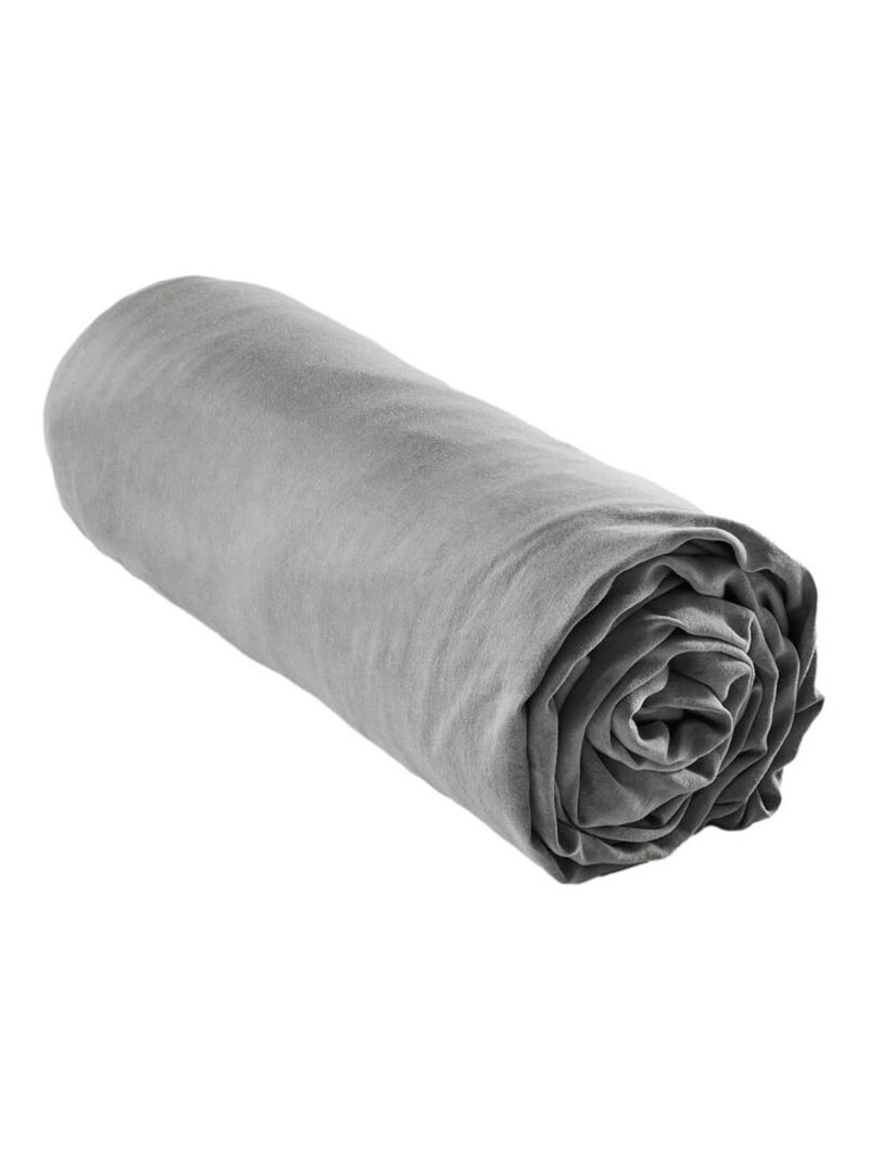 Drap housse - L'effet papillon - 100% Lyocell (Tencel lavé ) Gris souris - Kiabi