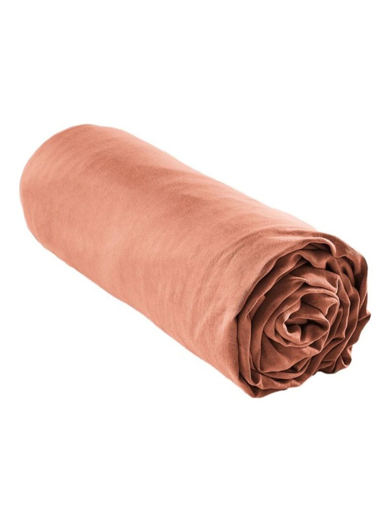 Drap housse - L'effet papillon - 100% Lyocell (Tencel lavé ) Terracotta - Kiabi