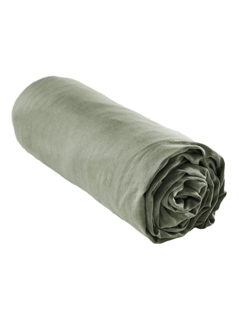 Drap housse - L'effet papillon - 100% Lyocell (Tencel lavé ) Vert chèvrefeuille - Kiabi