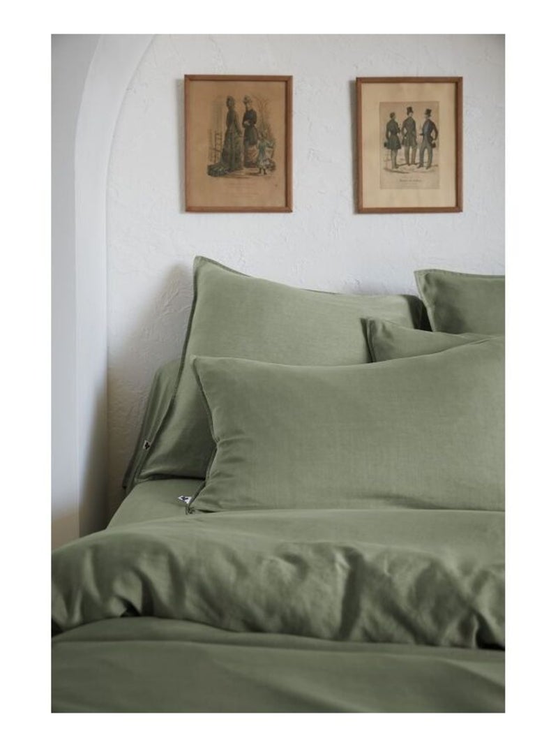 Drap housse - L'effet papillon - 100% Lyocell (Tencel lavé ) Vert chèvrefeuille - Kiabi