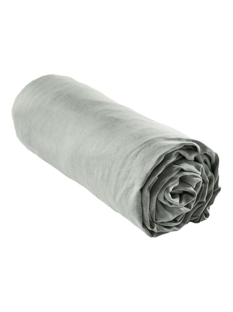 Drap housse - L'effet papillon - 100% Lyocell (Tencel lavé ) Vert foncé - Kiabi
