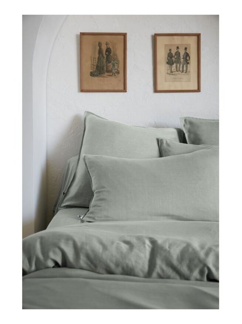Drap housse - L'effet papillon - 100% Lyocell (Tencel lavé ) Vert foncé - Kiabi