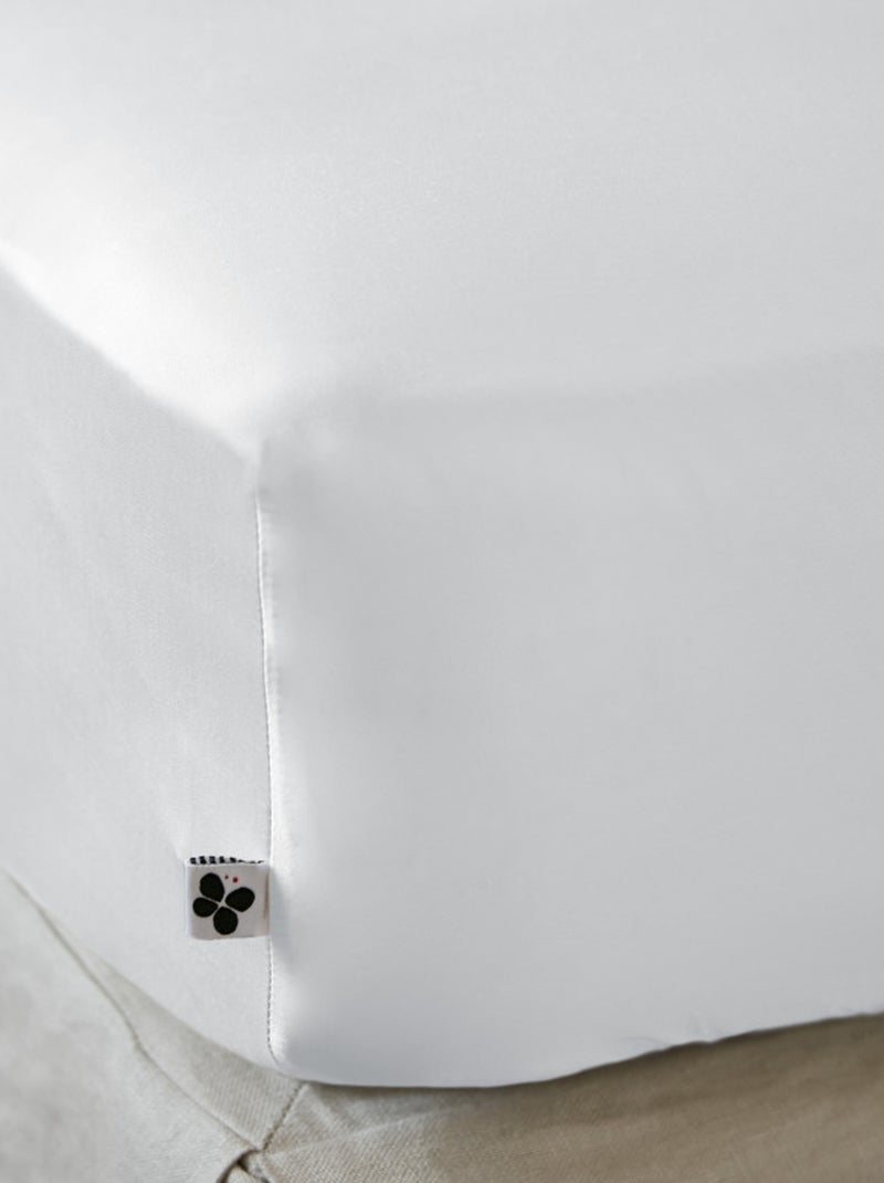 Drap housse - L'effet papillon - 100% Viscose de bambou 120 fils/cm² Blanc Perlé - Kiabi